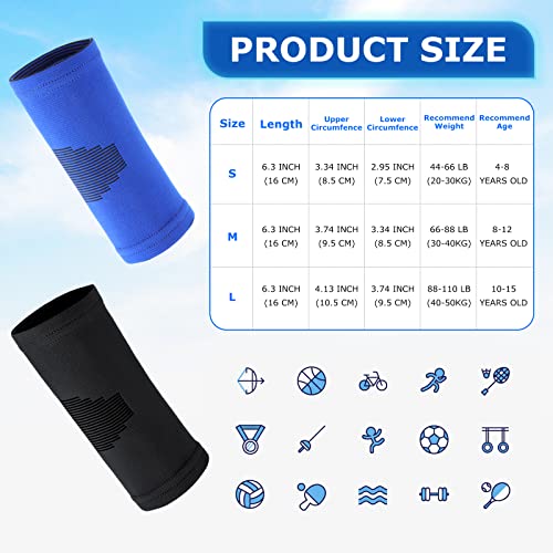 Kasyat 2 Pairs Kids Elbow Brace Knit Compression Elbow Sleeve Compression Brace Gym Arm Sleeve Gym Joint Support for Boys and Girls Teen Weight Lifting Sports (Medium) - size: Medium