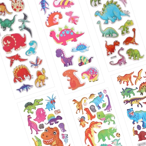 20 Sheets Puffy 3D Kids Dinosaur Stickers Cartoon & Real Dinosaur Sticker | Adorable Animal Themed Party Supplies for Journal Water Bottle Scrapbooking Laptop Classroom DIY Craft Decoration - style: Dinosaur Style