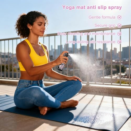 Yoga Mat Spray | Cleaning Long-Lasting Anti-Slip Liquid, Gym Equipment Cleaner Spray for Yoga Mats Shoes Sports Gloves Gear Helmets, Suitable for Women Fitness Football Boxing Accessories