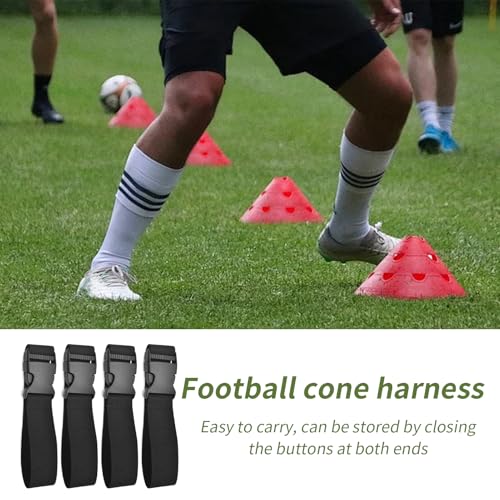 Football Cone Straps Foldable Disc Carrier Harness | 4 Pieces Portable Reusable Sports Cone Straps for Outdoors, Daily, Exercise, Football, Workout