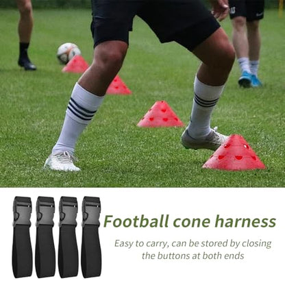 Football Cone Straps Foldable Disc Carrier Harness | 4 Pieces Portable Reusable Sports Cone Straps for Outdoors, Daily, Exercise, Football, Workout