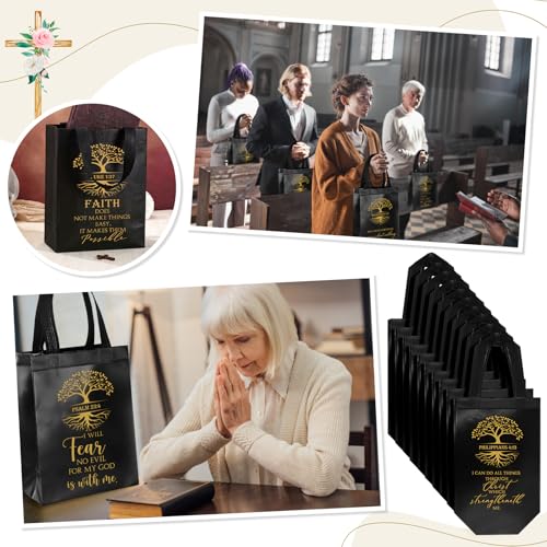 Sweetude 30 Pcs Bible Verse Christian Gift Bags Set, Black and Gold - color: Black and Gold