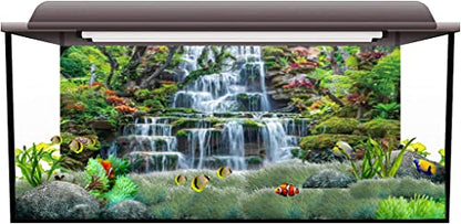 AWERT 72x16 inches Waterfall Aquarium Background Forest Park Green Tropical Plants Fish Tank Background Reptile Habitat Background Vinyl Background - size: 72x16in/180x40cm