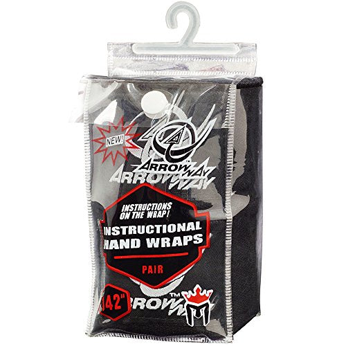 ArrowWay Instructional Hand Wraps w/Printed Directions for Boxing & MMA - 142" Meister Elastic - color: Black