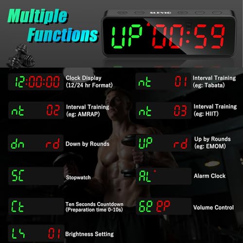 Small Gym Timer Clock Stopwatch Workout Interval Timer with Built-in Powerful Magnet, Large LED Digital Display, Home Accessories Countdown Clock for Home Gym Garage Crossfit Schools (Black) - color: Black