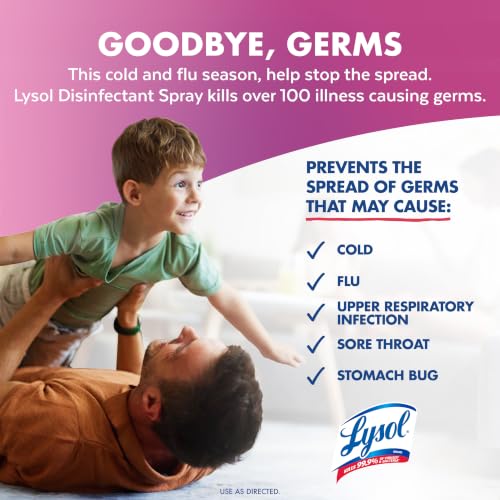 Lysol Disinfectant Spray, Household Cleaning Supplies, Disinfecting Multi-Purpose Room Spray, Antibacterial Sanitizer, Deodorizer, Kills Hantavirus, Early Morning Breeze, 12.5 Fl Oz