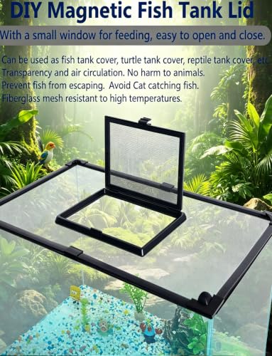 Fish Tank Cover Net Aquarium Lid Mesh Top Hood with Feeding Windowv(30x30cm-11.8x11.8in) - size: 30x30cm-11.8x11.8in