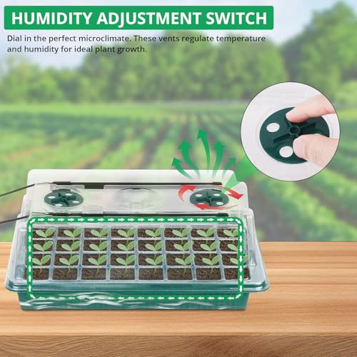 Sondiko Seed Starter Tray with Grow Light, 80 Cells Seed Starter Kit with Humidity Dome, Adjustable Brightness Plant Starter Trays, Indoor Plants Germination Kit(2 Pack) - color: Green