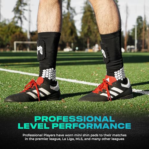 MediCaptain Mini Shin Guards Soccer – Built in Shin Pad Sleeves for Mens, Women, Teens - Small Shin Guards - Lightweight, Breathable Shin Defender Leg Protection - color: Black, size: Mini (3.9 x 2.4 in)