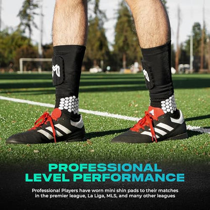 MediCaptain Mini Shin Guards Soccer – Built in Shin Pad Sleeves for Mens, Women, Teens - Small Shin Guards - Lightweight, Breathable Shin Defender Leg Protection - color: Black, size: Mini (3.9 x 2.4 in)
