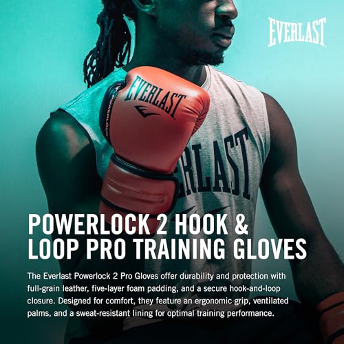Everlast Powerlock 2 Hook & Loop Boxing Gloves | Fight Training Gloves | Hook and Loop with Durable Hand & Wrist Support | Heavy Bag & Fitness Training - color: Red / Black, size: 16 oz