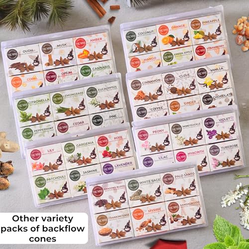 Blossom - Backflow Incense Cones for Waterfall - Scented Inscents-Cones - Peony, Lilac, Hyacinth, Tuberose, Honeysuckle, Violet - Insiensos Aromaticos - 6x10=60 Large Variety Pack - color: Blossom