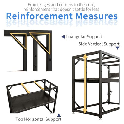METYERRY 40 Gallon Fish Tank Stand with Power Outlets, Adjustable Aquarium Stand, Heavy Duty Terrarium Stand, Metal reptile tank stand, Suitable for Home Office,660LBS Capacity, Black - color: Black, size: 40 Gallon