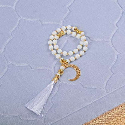 Muslim Prayer Rug with Tasbih Prayer Beads, Soft Memory Foam Prayer Matt Islam, Padded Islamic Prayer Mat Thick for Men and Women, Janamaz, Sajadah (25.6" x 43.3", Grey) - color: Grey