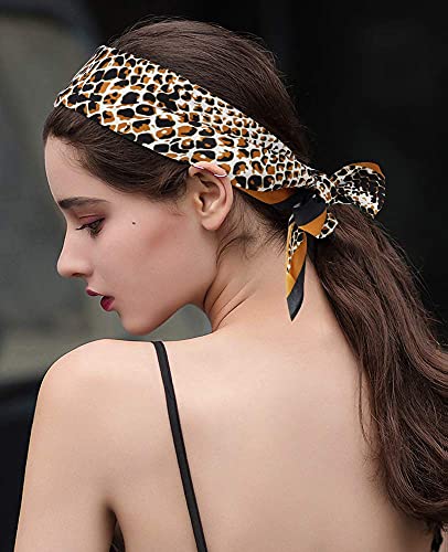 GERINLY Silk Hair Scarf Animal Print Leopard Neck Scarf Summer Neckerchief for Women Bag Purse Accessory - color: Snake Skin