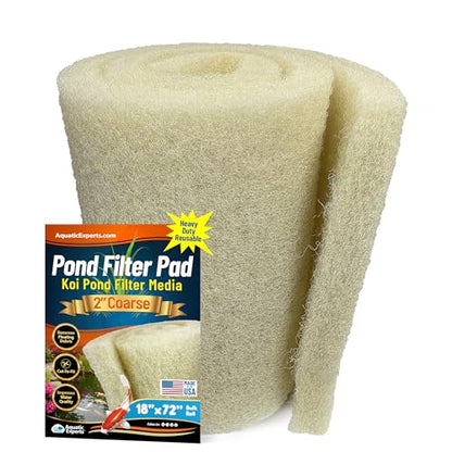 Aquatic Experts Cream COARSE Pond Filter Pad - 2 inch Thick - Bulk Roll Water Garden Filter Pond Media - Made in USA (18 inch by 72 inch) - size: 18" x 72"