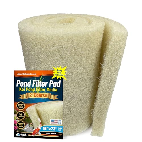 Aquatic Experts Cream COARSE Pond Filter Pad - 2 inch Thick - Bulk Roll Water Garden Filter Pond Media - Made in USA (18 inch by 72 inch) - size: 18" x 72"