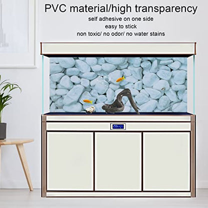 HEEPDD Aquarium Background, 91x50 Cm White Pebbles Pattern PVC Self Adhesive Wallpaper No Removal Terrarium Background for Fish Tank Decoration - size: 91*50CM