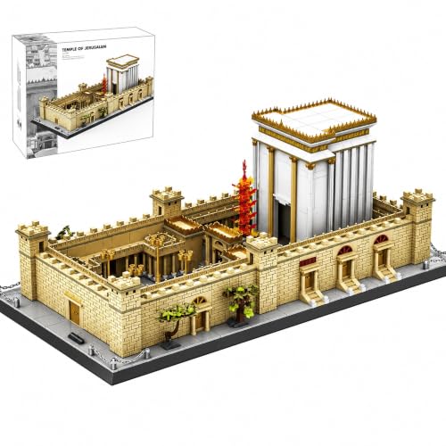 Jerusalem Temple Building Blocks Sets Judaism Architecture Building Toys Solomon’s Holy Temple Model Toys Judaica & Christian Bible Gift for Adults Teens 3233 PCS - color: Gold