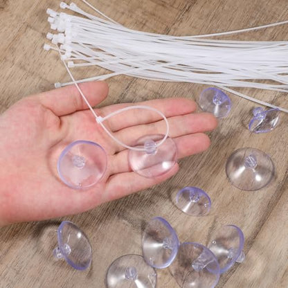 50PCS Aquarium Suction Cups, 25mm Small Suction Cups and 70PCS Zip Tie Aquarium Plant Holder Suctions Cup for Binding Aquariums Plant Holder Fishes Tanks Plants Moss Shrimp Nest Landscape Fixation
