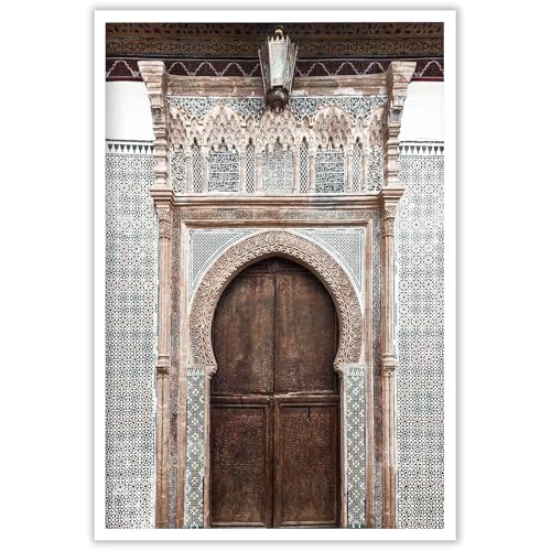 Neutral bohemian art prints Moroccan door photos Islamic architecture posters Arabic style wall decorations home and office decorative paintings - color: B1, size: 16"L x 12"W