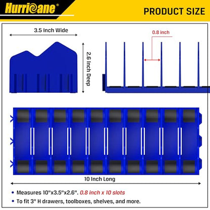 HURRICANE Plier Organizer Rack, 10-Slot Pliers Cutters Rack with Non-Slip Rubber Base, Tool Organizer, Tool Drawer Toolbox torage, Blue, Extendable Design, Fit 3” H, 1 Pack - color: blue