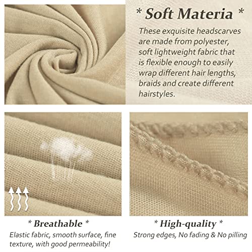 XTREND 1 Piece Head Wrap Stretch Jersey Fashion Headband Turban African for Women Soft Extra Long Hair Scarf Caps Bohemian Soft Breathable Turbans Tie (Beige) - color: Z1 Beige