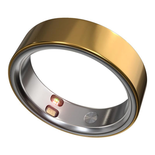Smart Ring Health Tracker 5ATM Waterproof Sport Ring Exclusive Vibration Alerts Titanium Blood Oxygen/Sleep/Emotional Management Women Cycle Prediction Compatible with iOS/Android Sunlight Gold 8.5