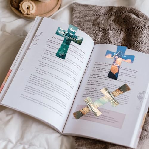 Christian Magnetic Bookmarks for Men, 30 Pcs Bible Cross Magnet Bookmark Clips for Reading, Scripture Faith Book Marks, Inspirational Religious Gifts for Christians Church Members - style: Christian Cross