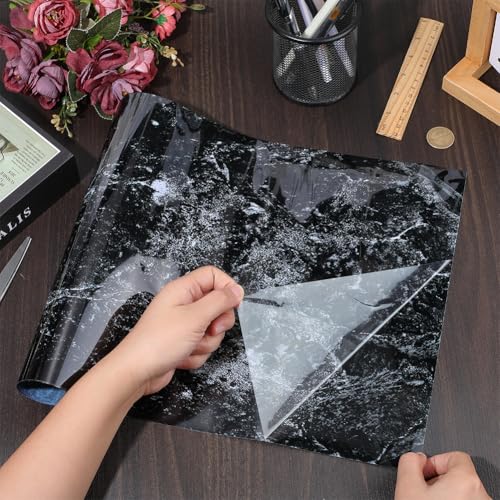 CREATCABIN Aquarium Background Sticker Self-Adhesive Stickers Decals Decor Home Office Aquariums Gift for Fishkeeping Enthusiasts Aquascaping Hobbyists 23.62x11.81 Inch Black Mottled Rock Face - style: Mottled rock face
