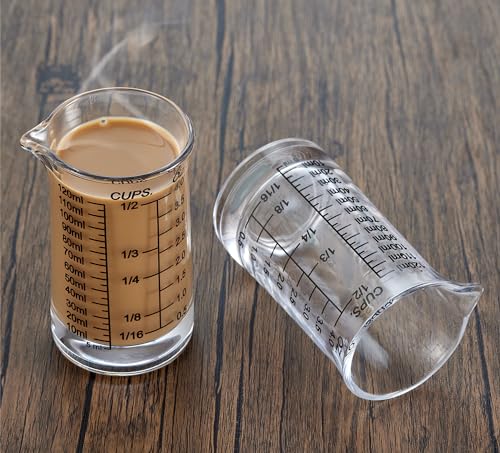 Ackers 4oz Glass Measuring Cup – Shot Glass with Ounce,Ml,Cups Markings for Kitchen & Bar(Pack of 2) - color: Black(Pack of 2)