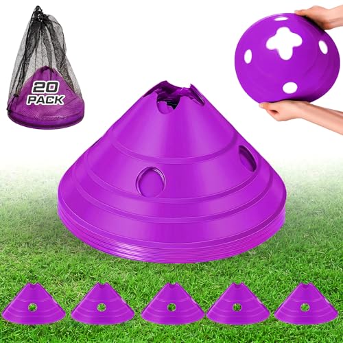 Jumbo Disc Cones Jumbo Soccer Cones with Mesh Bag Giant Large Agility for Soccer Training Adult Sports - color: Purple