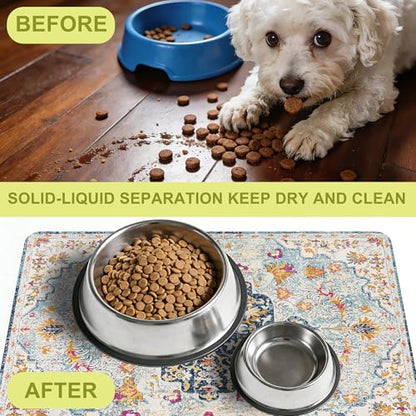 Cat Food Mat Pet Feeding Mats Dog Bowls Mat Cat Water Mat 12x20 Inch Boho6 - color: Bohemia Style 06