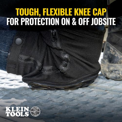 Klein Tools 60850 Tough-Flex Knee Sleeves for Work, Construction, Low-Profile Sleeve with Zipper, Gel-Like Foam, Black, XL/XXL - size: XL/XXL