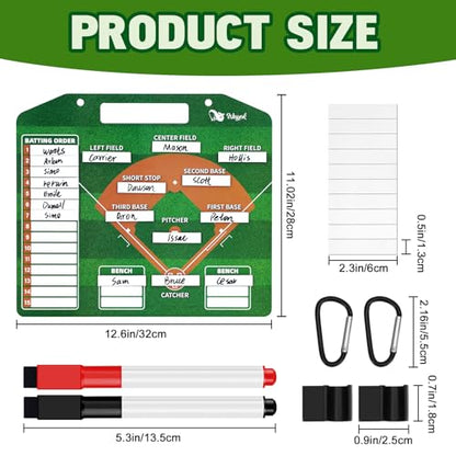 WISYOK Double-Sided Magnetic Baseball Lineup Board for Dugout, Includes 40 Lineup Cards, Dry Erase Clipboard for Scoring, Coach’s Baseball Board - style: Baseball Large