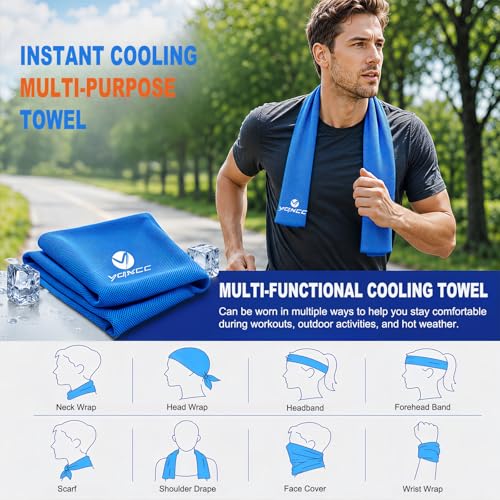 YQXCC 2 Pack Cooling Towels (47"x12"), Ice Cool Towel for Neck & Face | Cooling Neck Wraps, Soft Breathable Microfiber Chilly Towel for Yoga, Golf, Gym, Running, Camping & Hot Weather - color: 2*light Gray