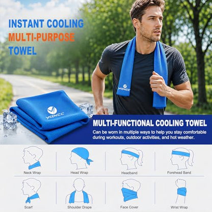 YQXCC 2 Pack Cooling Towels (47"x12"), Ice Cool Towel for Neck & Face | Cooling Neck Wraps, Soft Breathable Microfiber Chilly Towel for Yoga, Golf, Gym, Running, Camping & Hot Weather - color: 2*light Gray