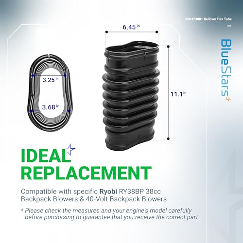 BlueStars 580473001 Replacement Bellows Flex Tube - Compatible with Ryobi RY38BP 38cc Backpack 40 Volt Leaf Blowers Models RY40404NV RY40404NVM RY40440 RY40404