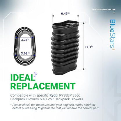 BlueStars 580473001 Replacement Bellows Flex Tube - Compatible with Ryobi RY38BP 38cc Backpack 40 Volt Leaf Blowers Models RY40404NV RY40404NVM RY40440 RY40404