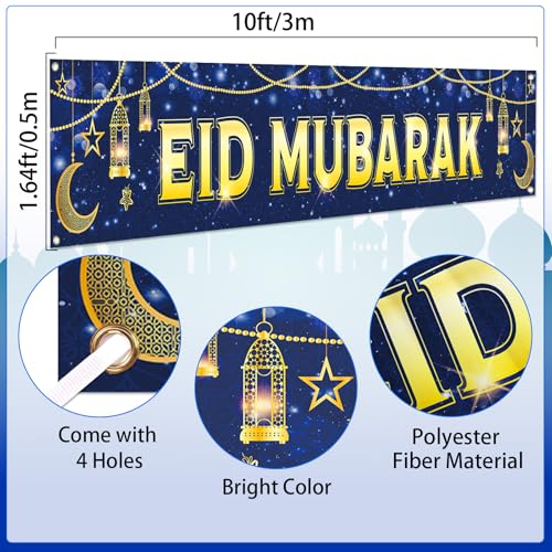 Large Eid Mubarak Banner Yard Sign -Weather-Resistant Outdoor Eid Mubarak Decoration for Home Garden Party, Mubarak Banner Islamic Mubarak Sign Design, Eid Al-Fitr Eid Ul-Fitr Celebrations 118 x 20 inches