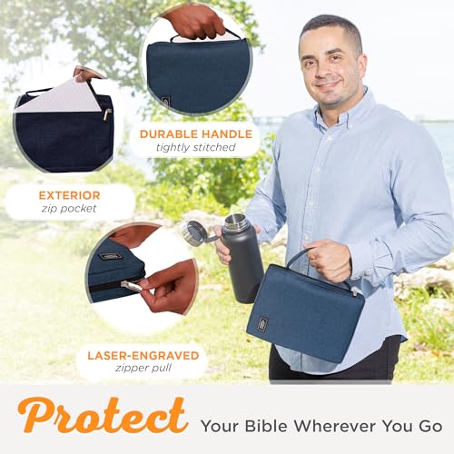 Christian Art Gifts Men/Women's Bible Cover Jesus Fish, Blue Canvas, Medium - color: Blue/Jesus Fish, size: Medium