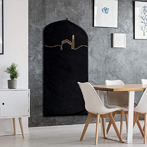 TAKVA EasiClean™ Indoor Prayer Mat | Kaaba Collection (ComfitPlus, Kaaba Black) Padded memoryfoam Prayer Rug, Muslim, Islamic Prayer Rugs - color: Kaaba Black