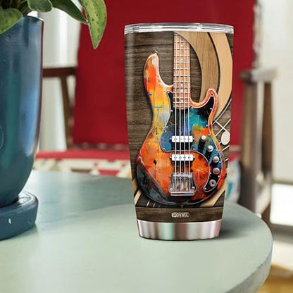 Personalized Bass Gifts for Men 20oz Stainless Steel Insulated Coffee Cup Travel Mug Tumbler with Lid Bassist Gift for Musician Lovers Players Dad Husband Son Christmas Birthday Valentine - color: BASS GUITAR