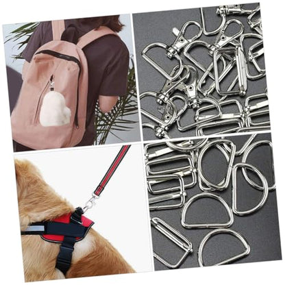 24pcs Metal Swivel Hook Clips D Ring Buckles Set Durable Fastening for Keychains Handbags DIY Craft Projects and More Metal Key Ring Clips