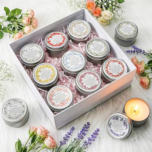 Nuanchu 24 Pack Wedding Favor for Guest Wedding Scented Candles Gift Set 2oz Eid Mubarak Candle for Her Him Natural Soy Wax Jar Long Lasting Aromatherapy Gift Bulk for Bridal Shower Rustic Party Favor - style: Romantic Style