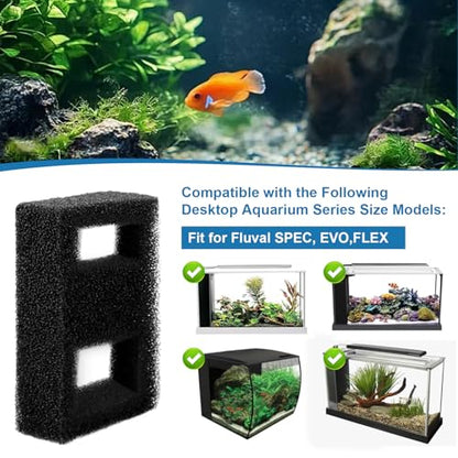 A1376 Foam Filter Block Replacement Aquarium Filter Media Compatible with Fluval SPEC, EVO and Flex Desktop Aquarium Series, Foam Filter Media Sponge for Fluval Filter Replacement 2 PCS