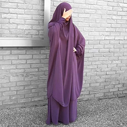 Women's Muslim Prayer Dress Hijab Scarf Eid Prayer Jilbab Khimar Niqab Burka Abaya Maxi Islamic Arabian Modest Cardi Robe - color: Deep Purple