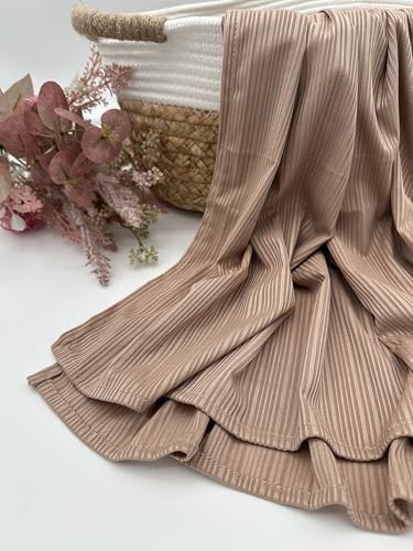 Ribbed Jersey Hijab Scarf for Women, Hijab for Women Muslim Breathable Stretchy Hajib - color: Mocha