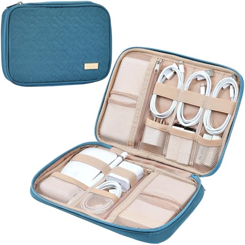 NISHEL Travel Cord Organizer, Electronic Cable Accessories Storage Bag - color: Lake-Blue