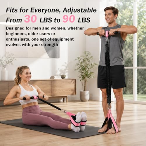 Pedal Resistance Bands with Handles, 3 Heavy Tube Adjustable Exercise Bands | Upgraded Resistance Fitness Band Set for Women and Men, Multifunction Exercise Equipment for Abdomen, Waist, Arm, Leg Workout